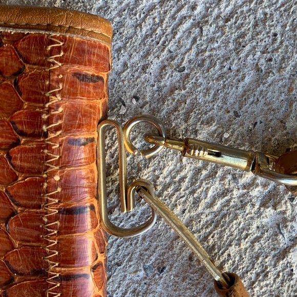 VINTAGE SNAKESKIN Patchwork Leather Clutch / Shoulder Bag / Top Handle - Picture 10 of 15